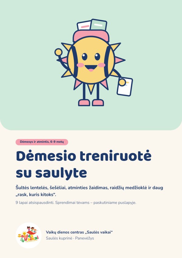 „Dėmesio treniruotė su saulyte“ viršelis