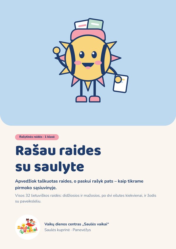 „Rašau raides su saulyte“ viršelis