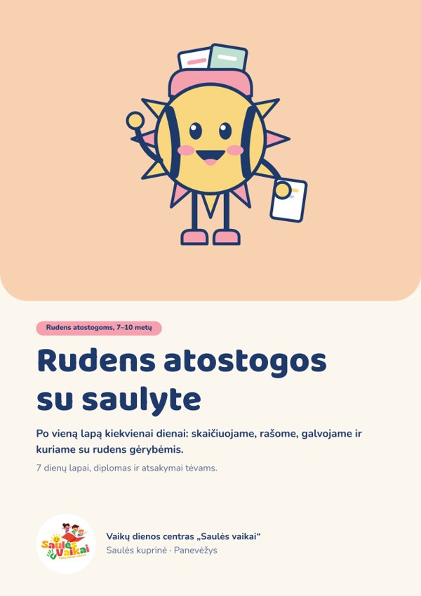 „Rudens atostogos su saulyte“ viršelis