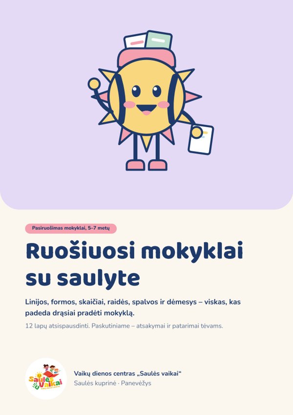 „Ruošiuosi mokyklai su saulyte“ viršelis